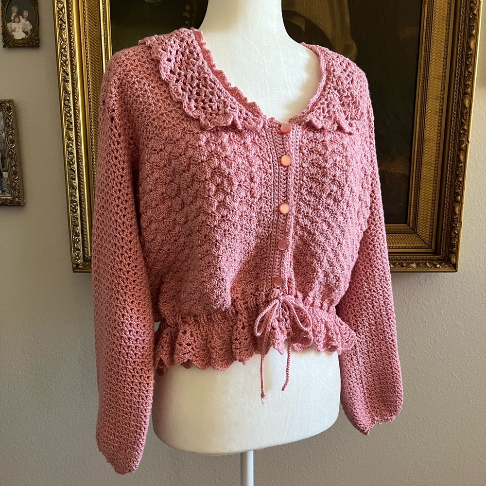 Pink Crochet Women's Sweater
